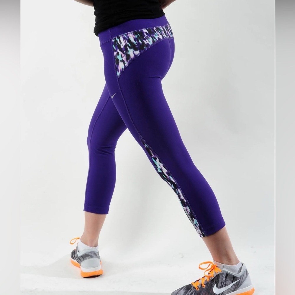 Nike Purple Performance Leggings with Tie-Dye Accents